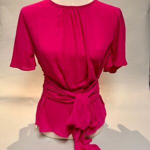 ROMWE Fuchsia Tie-Front Blouse